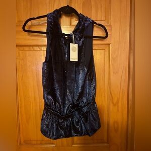 Ramy Brook navy velvet Lonny  top NWT M holiday